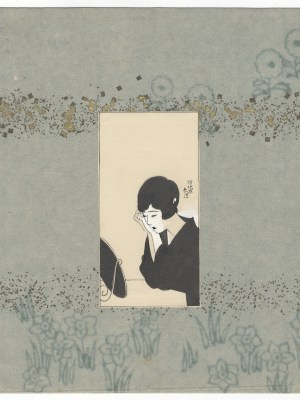 伊東深水　挿絵小品　女性図　