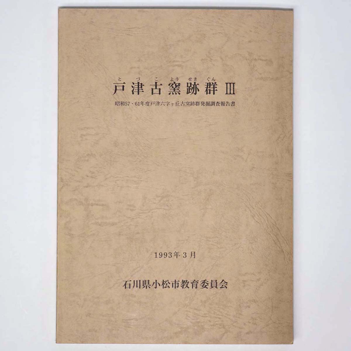 戸津古窯跡群3 昭和57・61年度戸津六字ヶ丘古窯跡群発掘調査報告書