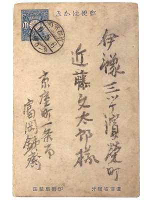 富岡鉄斎自筆　近藤文太郎宛葉書　絵入り