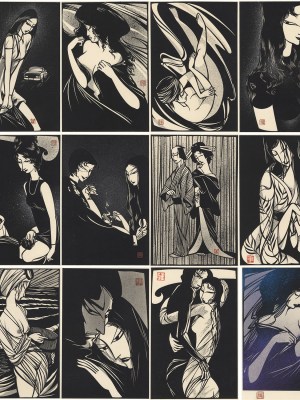 【切り絵】有吉佐和子 雑誌連載「母子変容」切り絵・17点一括