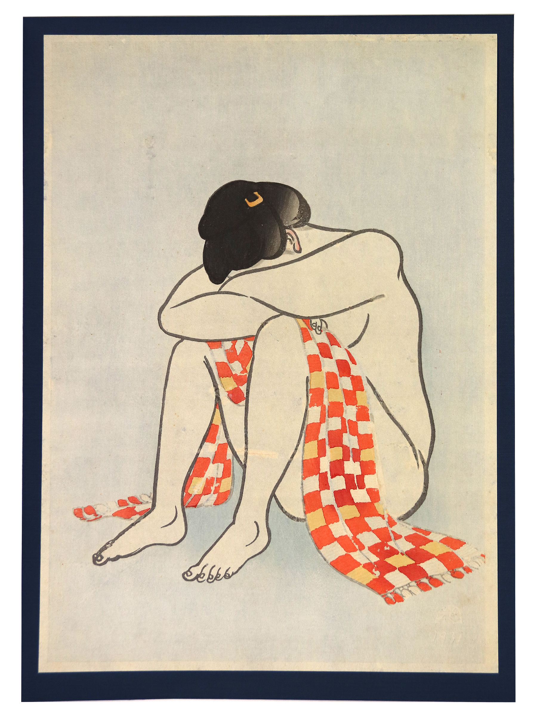 【額装】裸婦　大判木版画