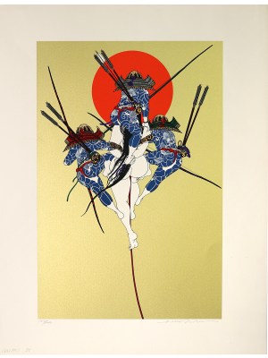 武田秀雄　シルクスクリーン版画「源平 壇の浦源氏」サイン入